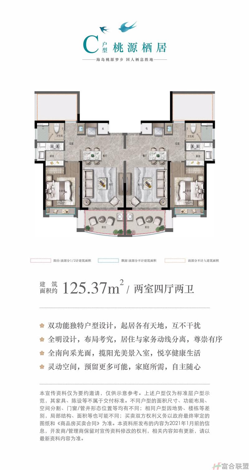 C户型 2房4厅2卫 建筑面积125.37平米.jpg