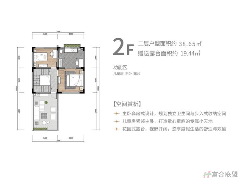 A1户型 双拼别墅 3房2厅2卫 户型面积101.02平米 2F.jpg